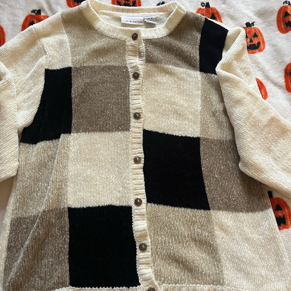 Croft & Barrow Cream and Black Cardigan - Picture 3 of 4